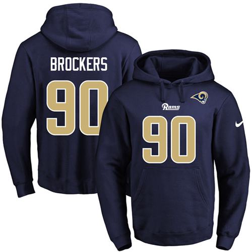 Nike Rams #90 Michael Brockers Navy Blue Name & Number Pullover NFL Hoodie - Click Image to Close